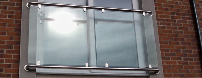 glass and stainless steel juliet balcony